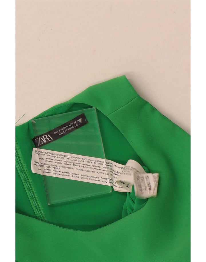 Zara Dame Ærmeløs Playsuit UK 10 Small Green Polyester