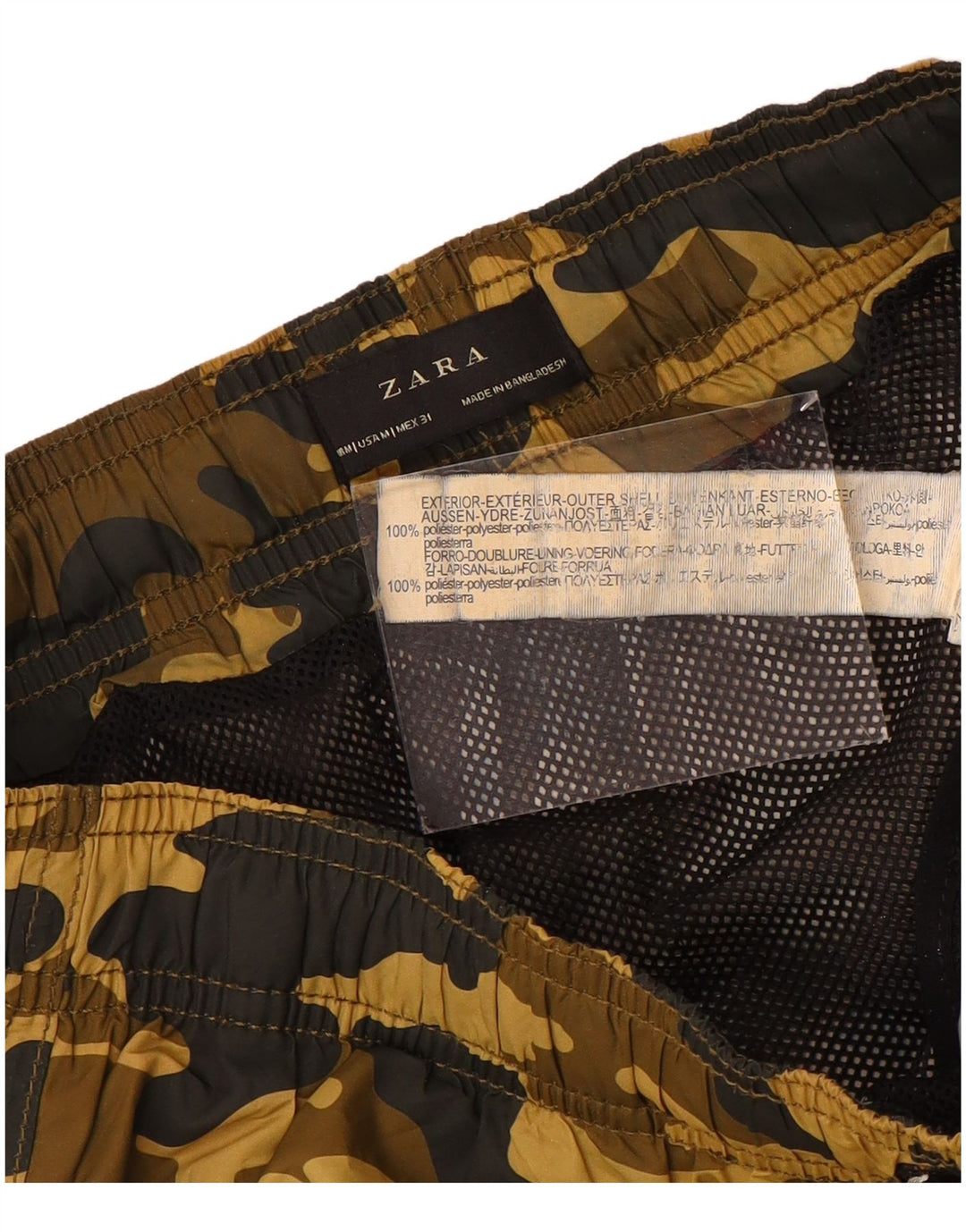 Zara Herre grafiske svømmeshorts Medium Brun Camouflage Polyester