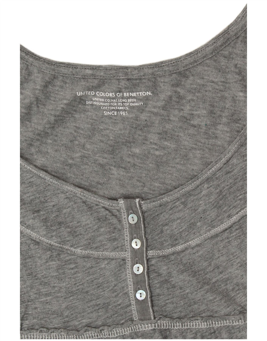 BENETTON Dame bluse Top UK 10 Small Grey Floral