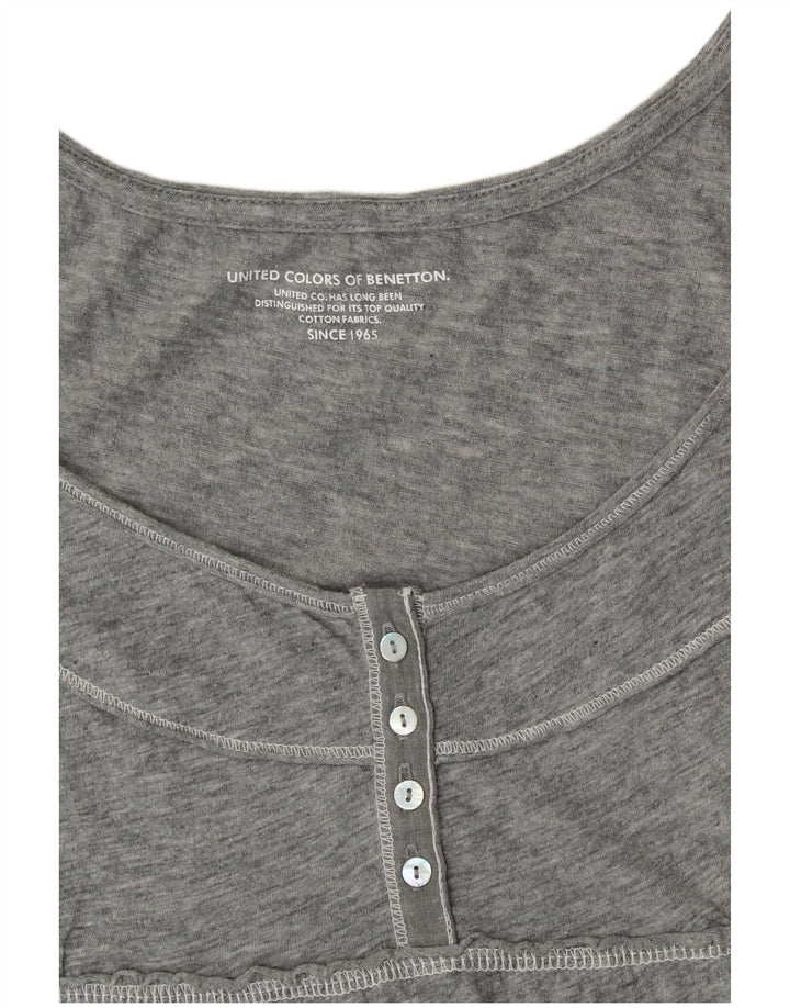 BENETTON Dame bluse Top UK 10 Small Grey Floral