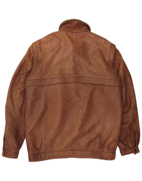 Vintage herre læder sherpajakke UK 38 medium brunt læder