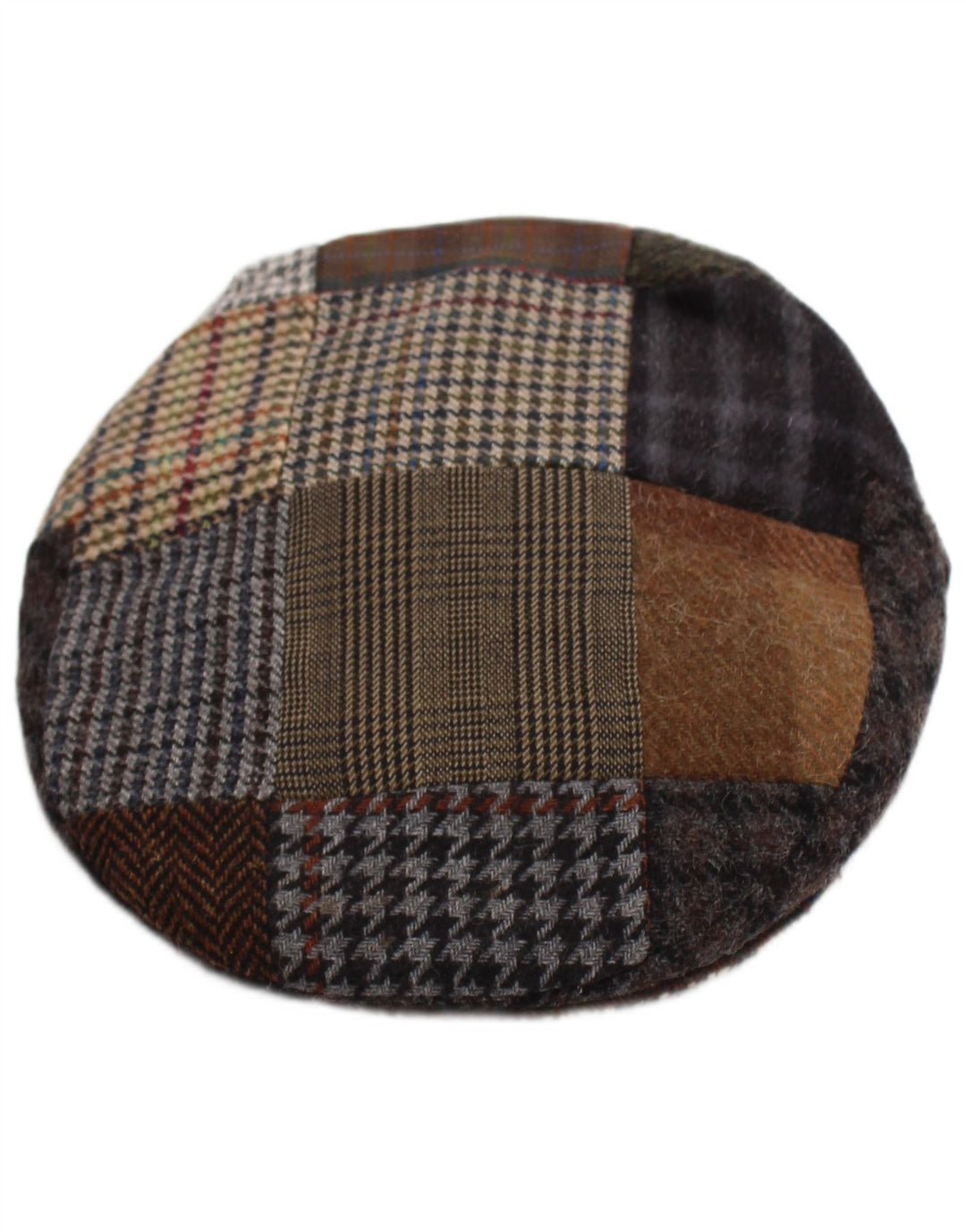 Vintage Herre Flad Cap Medium Flerfarvet Patchwork Uld Classic