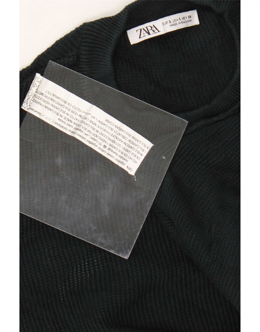 Zara Herre sweater med rund hals, lille grøn bomuld