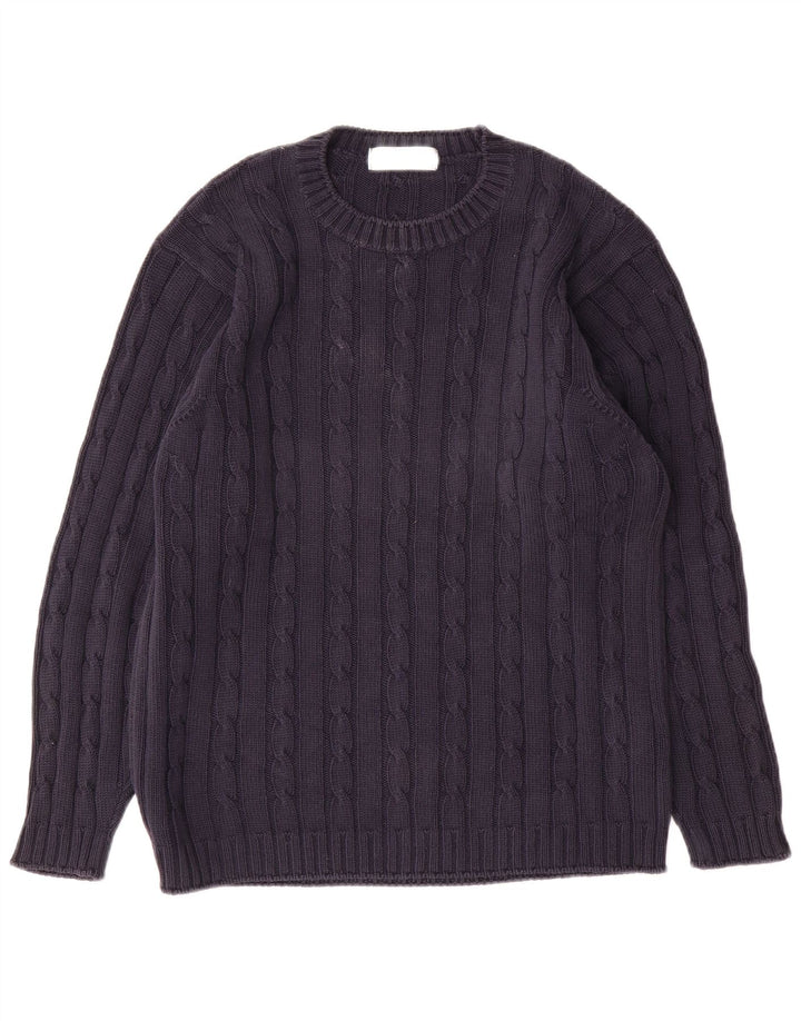Marks & Spencer Herre Boat Neck Jumper Sweater Lille marineblå bomuld
