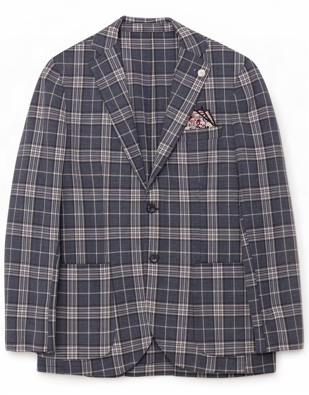 Vintage Herre 2-knaps Blazer Jacket IT 50 Large Blue Check Linen