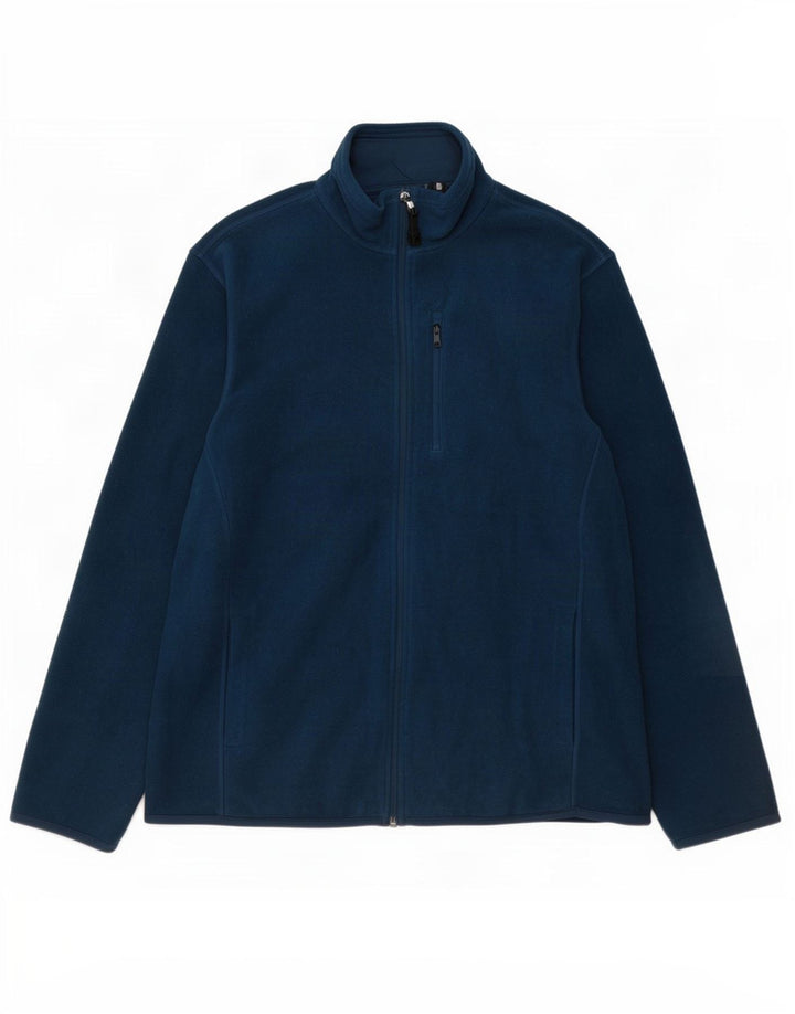 Marks & Spencer Fleecejakke til mænd UK 40 Large Navy Blue Polyester