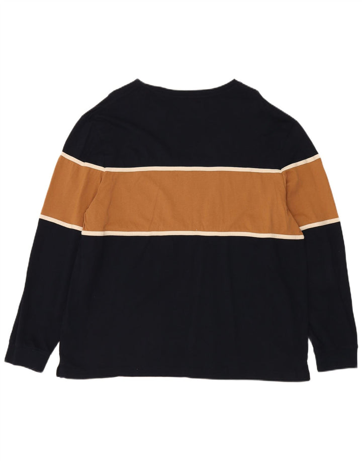 Marks & Spencer Herre Top Langærmet 2XL Navy Blue Colourblock Bomuld