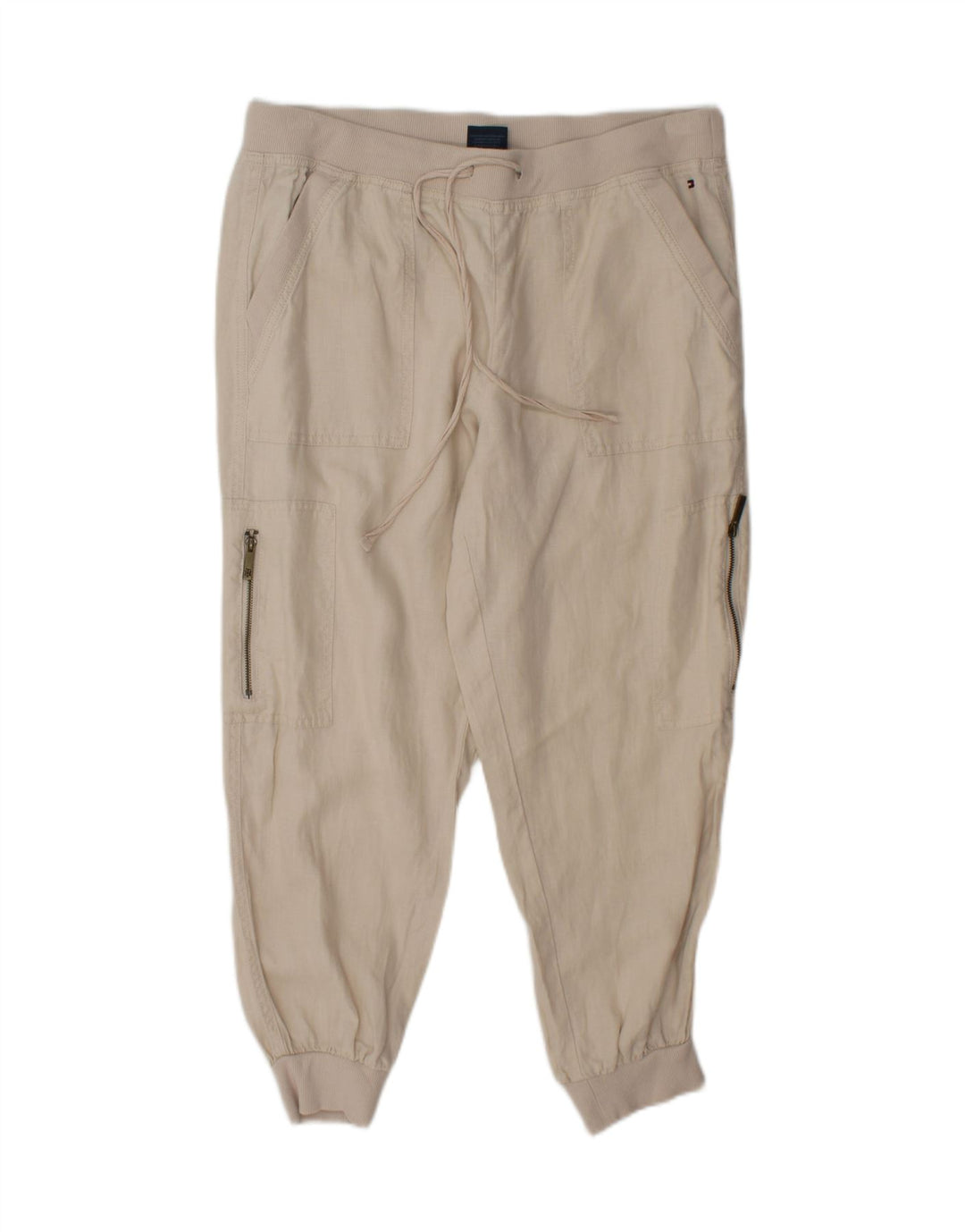 TOMMY HILFIGER Womens Cargo Tracksuit Trousers Joggers UK 14 Medium  Beige Vintage Tommy Hilfiger and Second-Hand Tommy Hilfiger from Messina Hembry 
