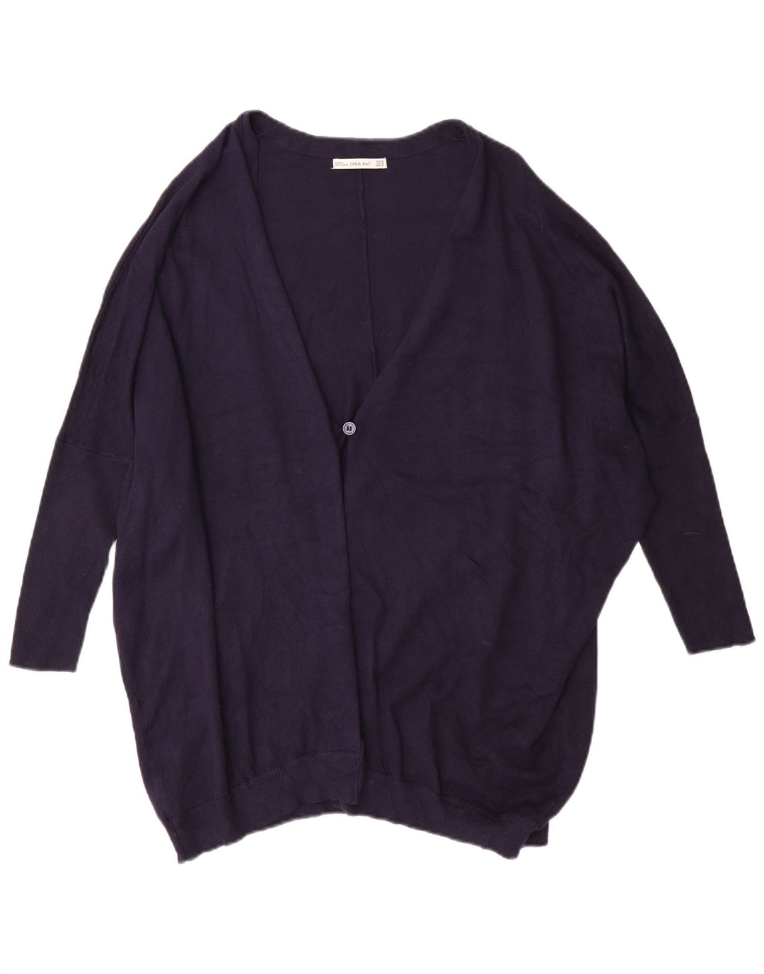 ZARA oversized kortærmet cardigantrøje til kvinder UK 14 Medium Navy Blue