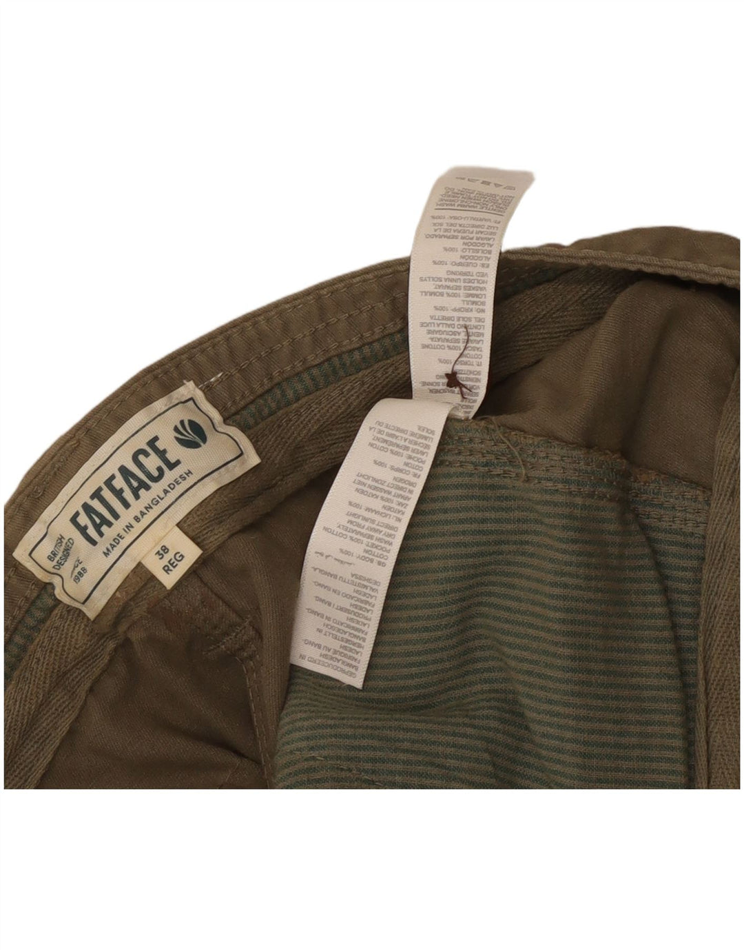 Fat Face Herre Straight Cargo Bukser W38 L30 Khaki Bomuld
