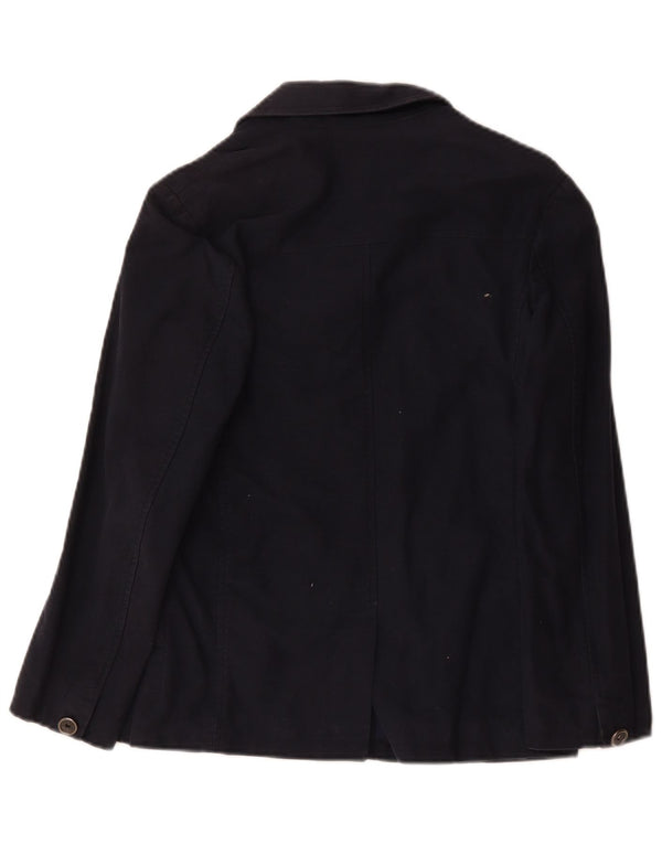Bikkembergs Dame 3 Button Blazer Jacket IT 40 Small Navy Blue Cotton