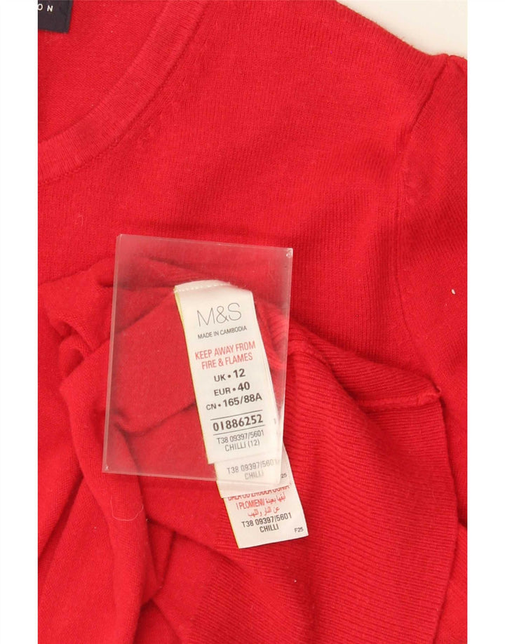 Marks & Spencer Dame Cardigan Sweater UK 12 Medium Red Viscose