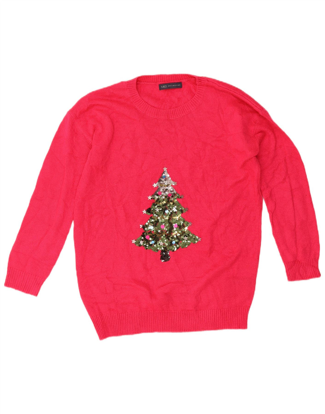 Marks & Spencer Dame sweater med rund hals DK 14 Medium Pink Christmas