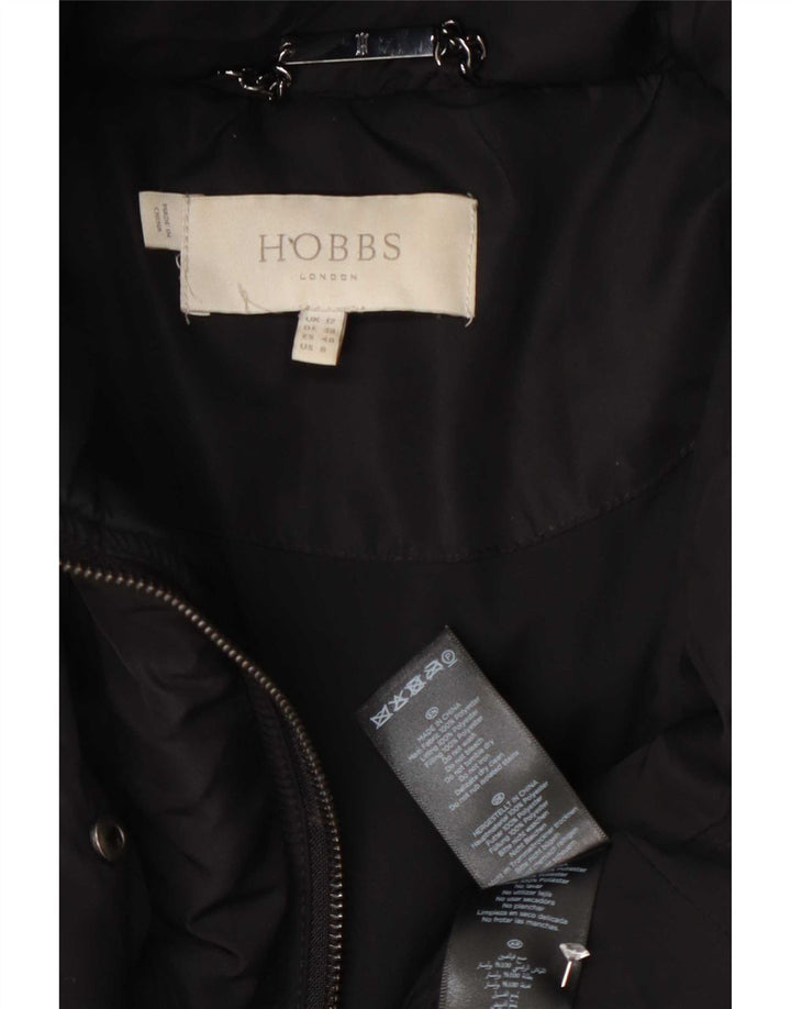 Hobbs Dame Hætte Polstret Frakke UK 12 Medium Sort Polyester
