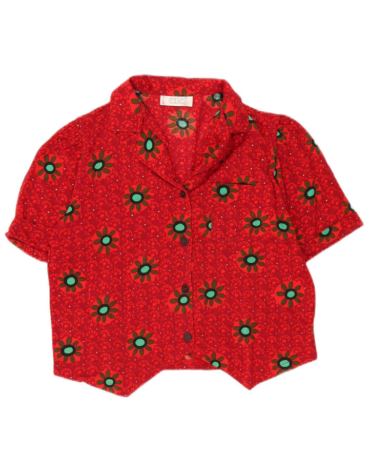 Codice Womens Crop kortærmet skjortebluse UK 16 Large Red Floral