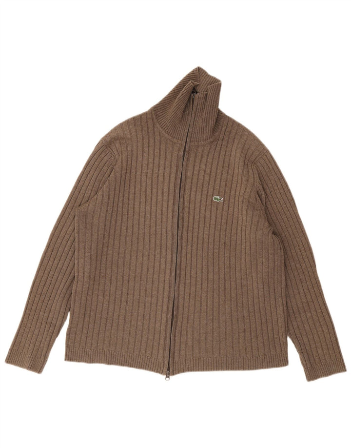 Lacoste Herre cardigantrøje str. 6 XL Brun uld