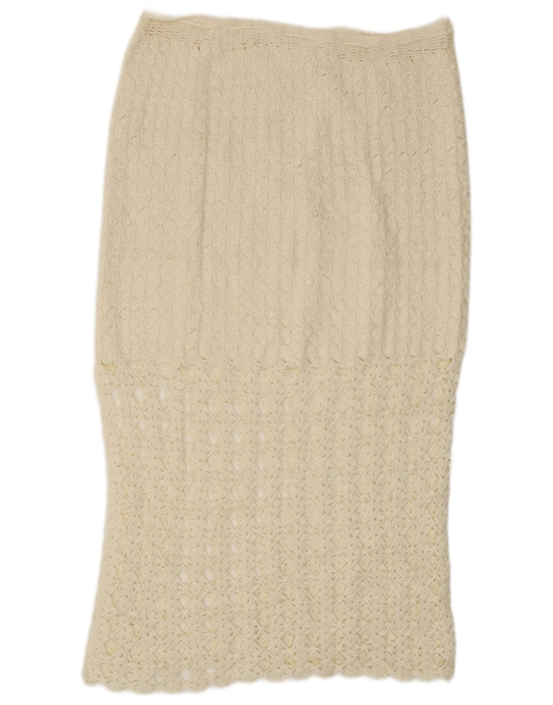 VINTAGE hæklet midi-nederdel til kvinder W32 Large White