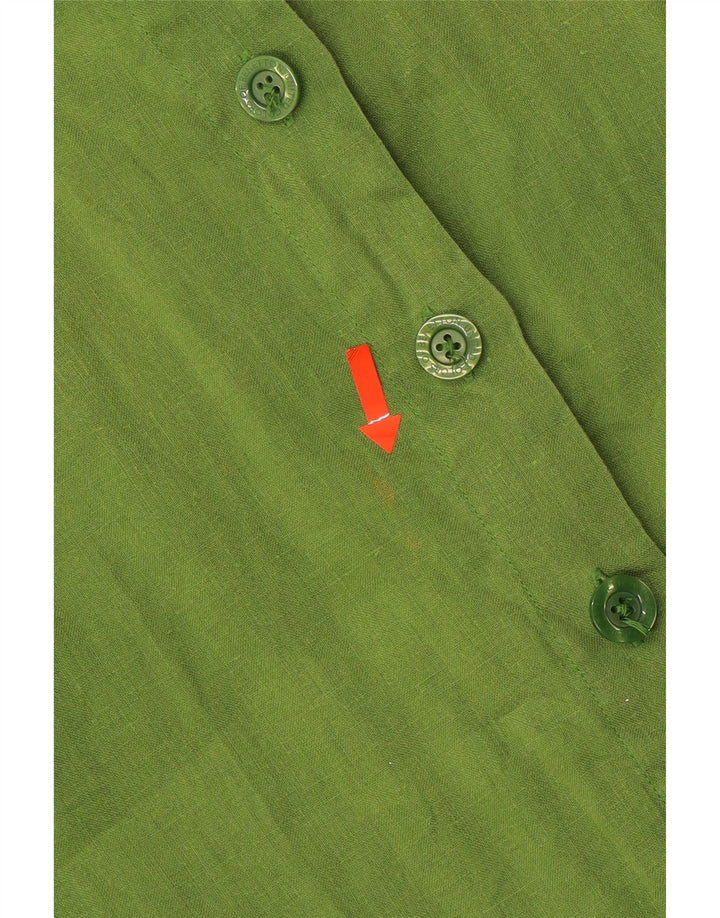 BENETTON oversized kortærmet skjorte til kvinder UK 6 XS Grøn hør