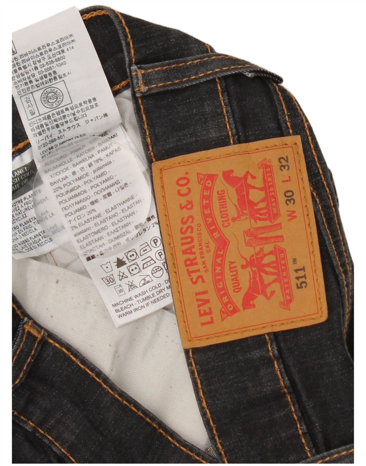 Levi's Herre 511 Slim Jeans W30 L29 Sort Bomuld
