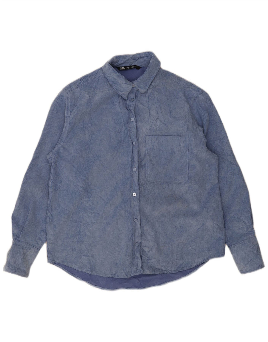 Zara Fleeceskjorte til kvinder UK 14 Medium Blue Tie Dye Polyester