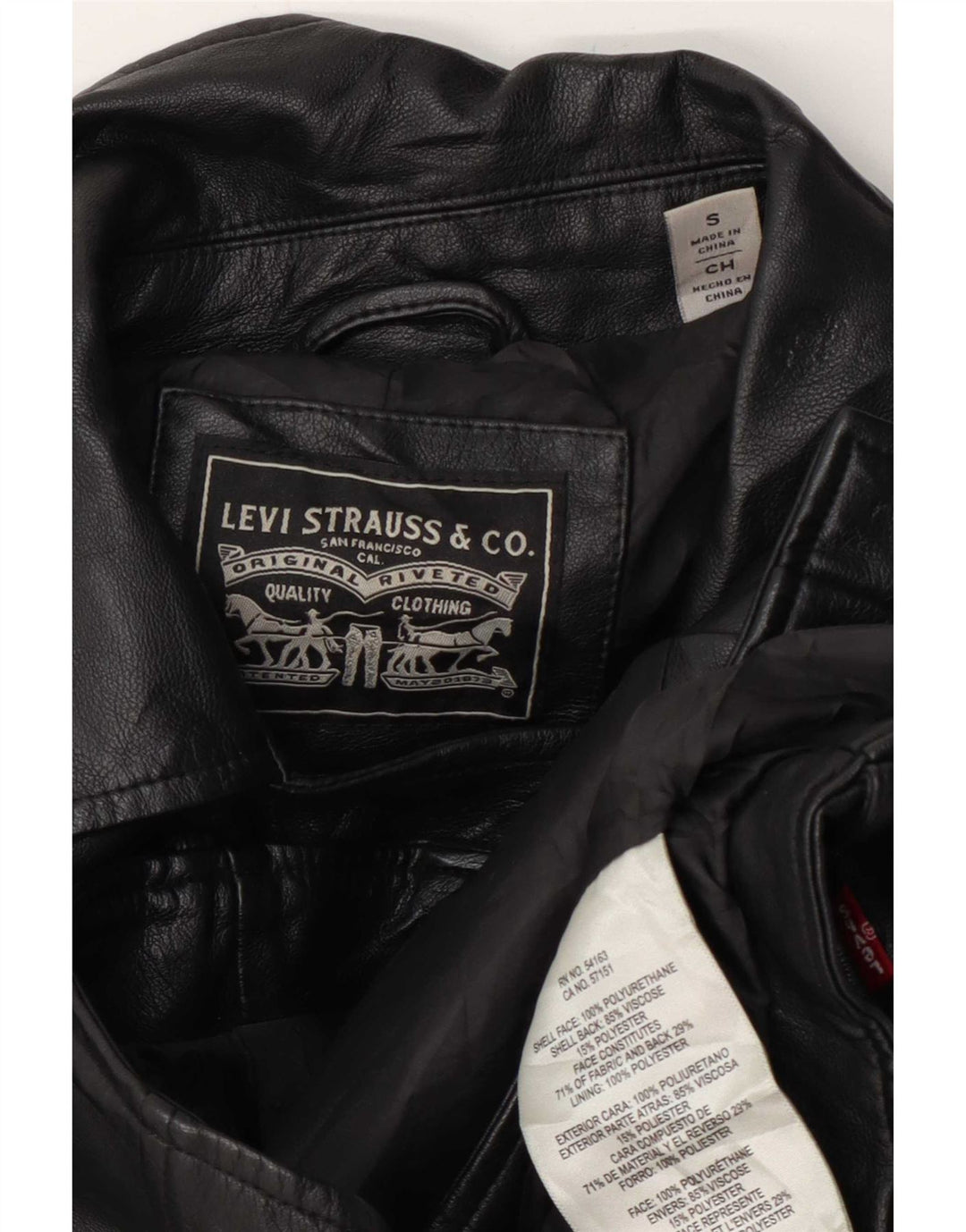 Levi's Womens Crop Biker-jakke i imiteret læder UK 10 Lille sort polyurethan