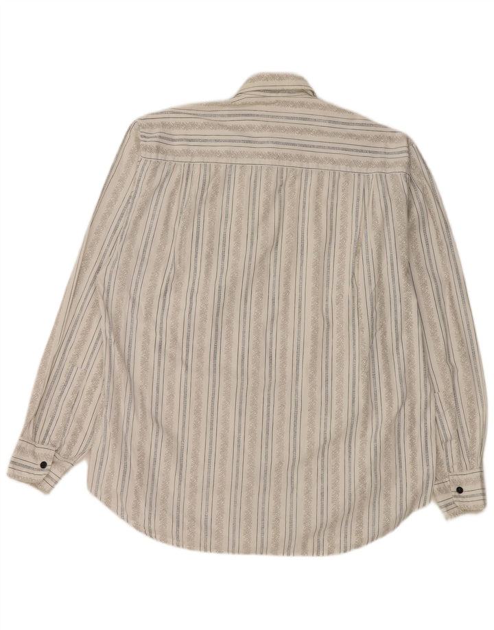 DUKE Mens Shirt XL White Striped Cotton