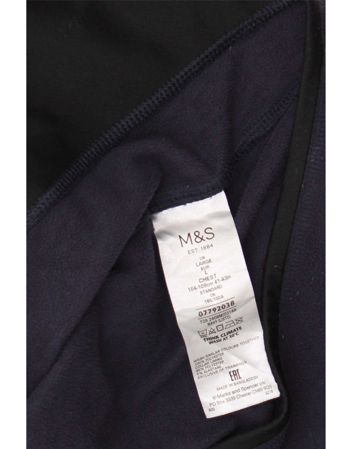 Marks & Spencer Fleecejakke til mænd UK 40 Large Navy Blue Polyester