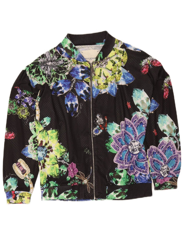 Gaelle Bonheur Womens Oversized træningsdragt Top jakke UK 2 2XS Black Floral