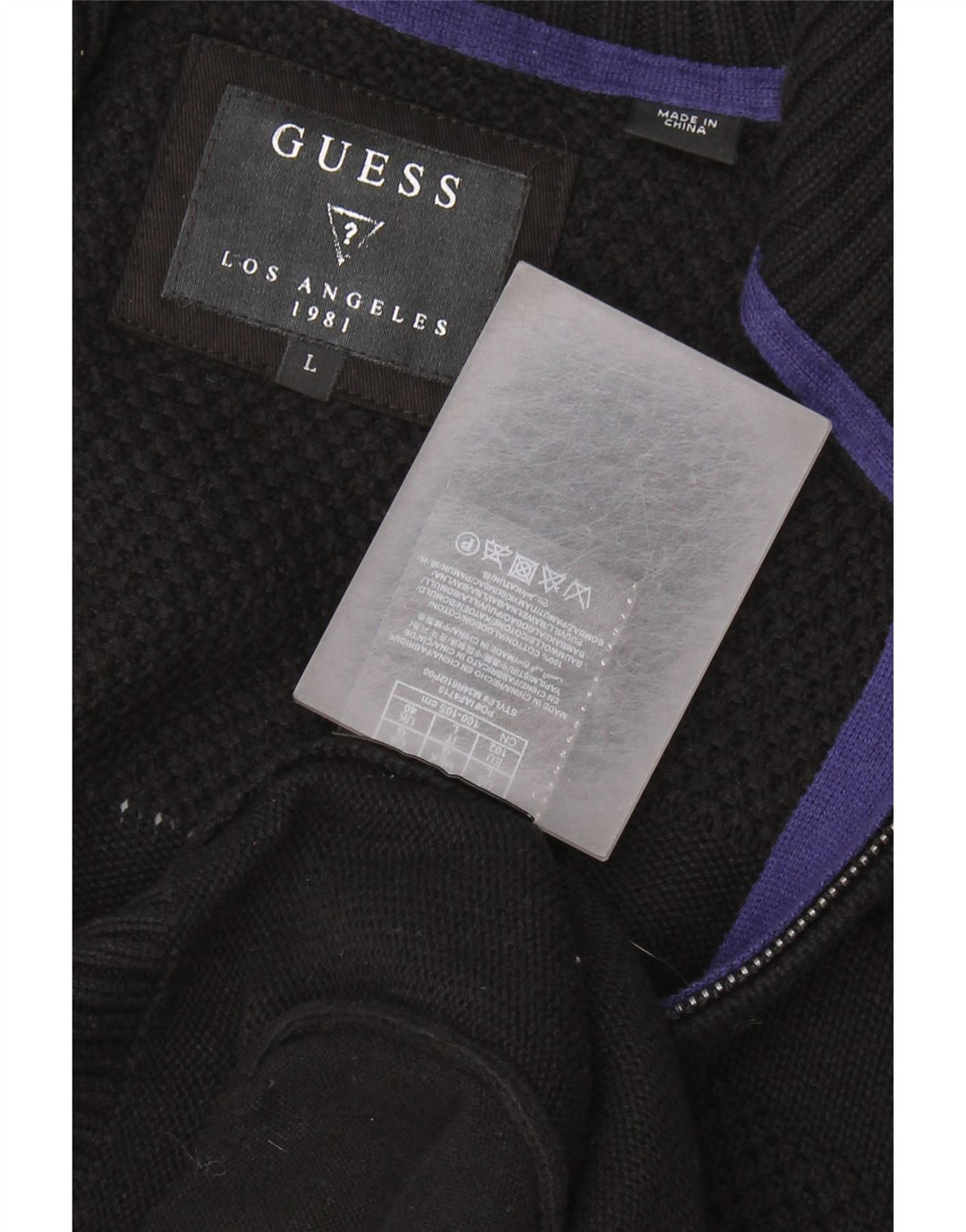 GUESS Herre cardigan sweater Stor sort bomuld