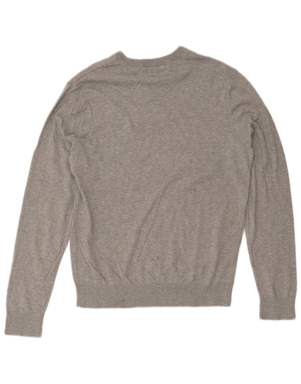 Penguin Mens V-Neck Jumper Sweater Medium Grey Cotton