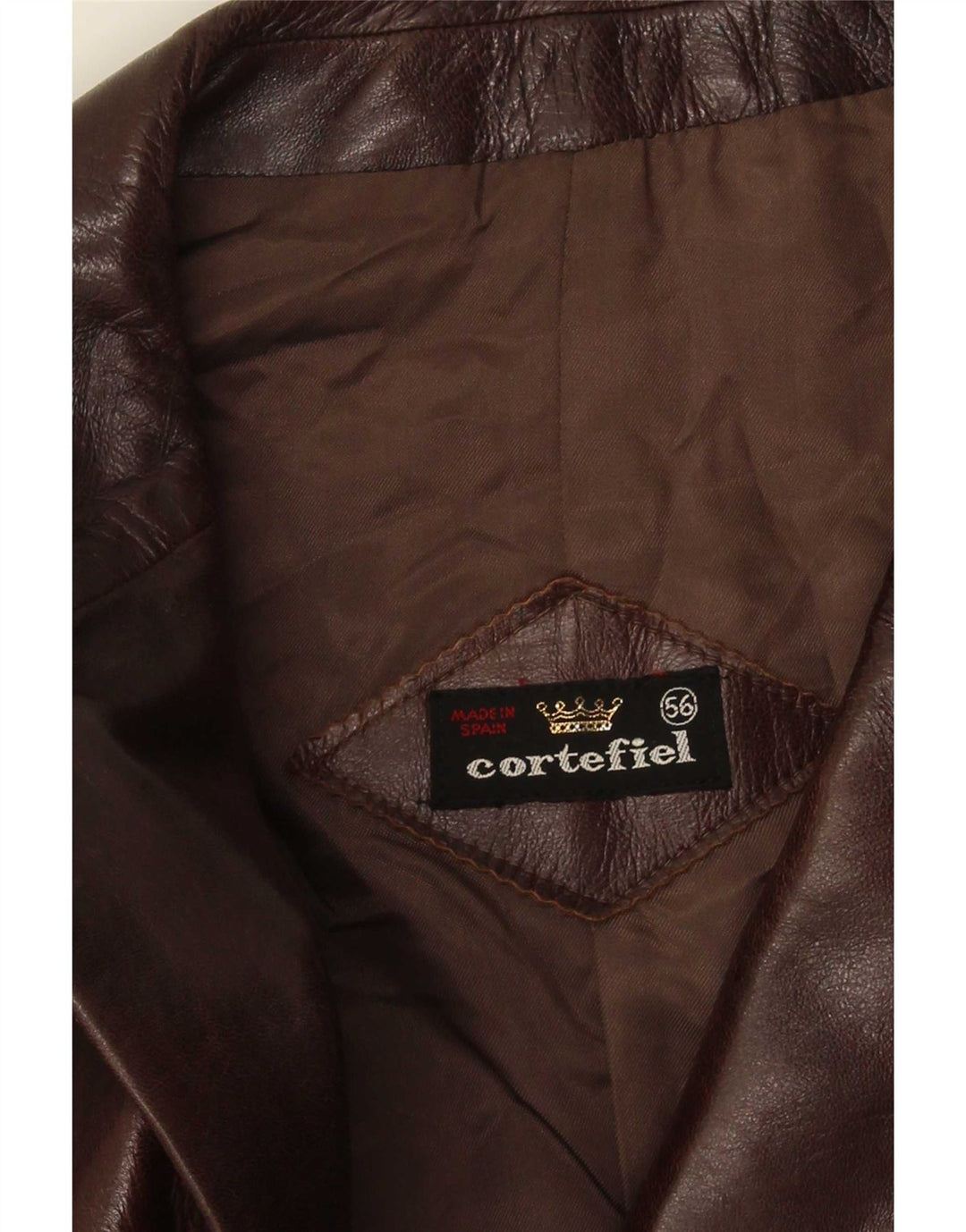 Cortefiel Herre Læderjakke IT 56 3XL Brun