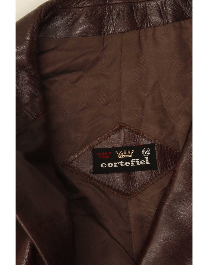 Cortefiel Herre Læderjakke IT 56 3XL Brun