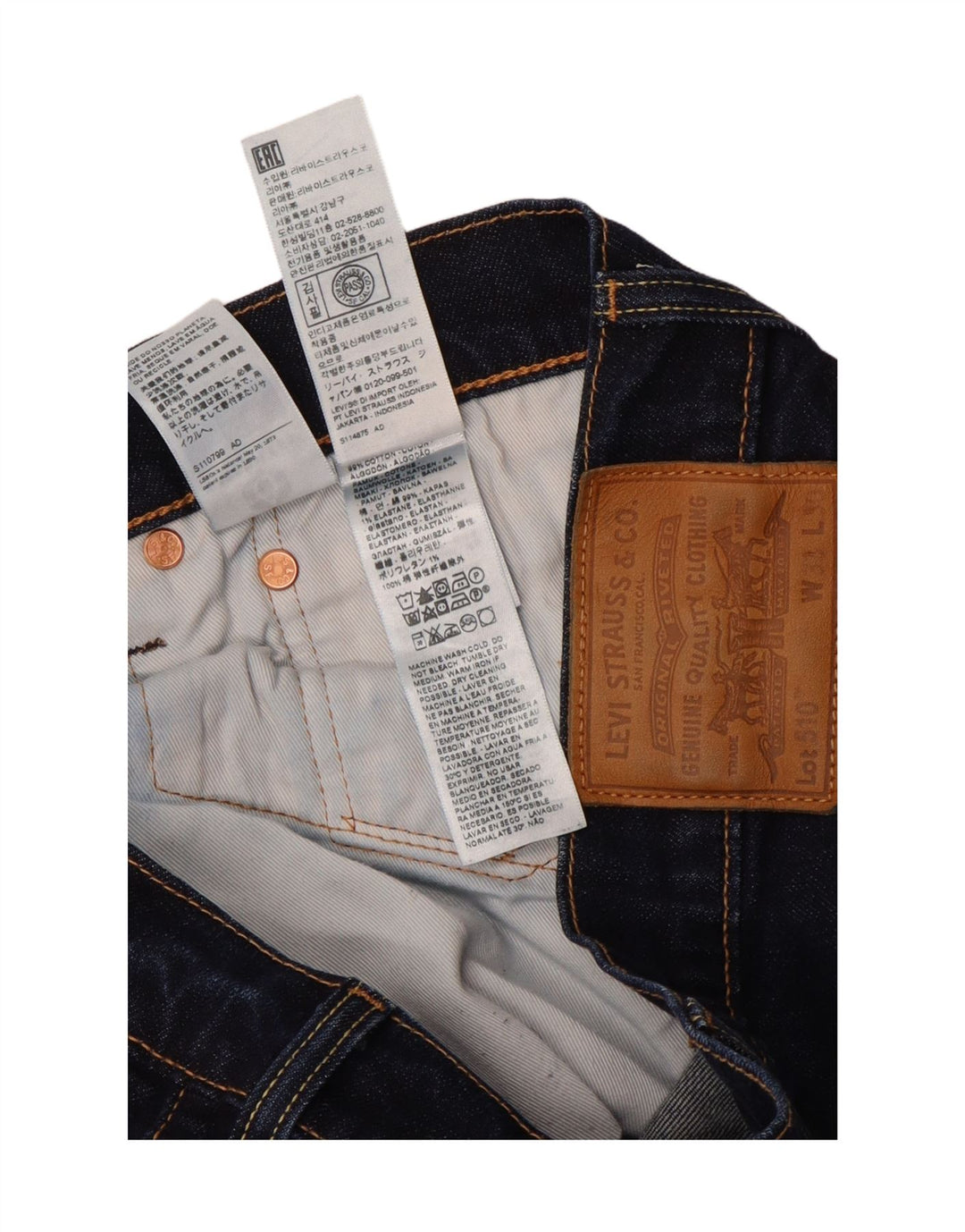 LEVI'S Herre 510 Skinny Jeans W33 L28 Marineblå Bomuld