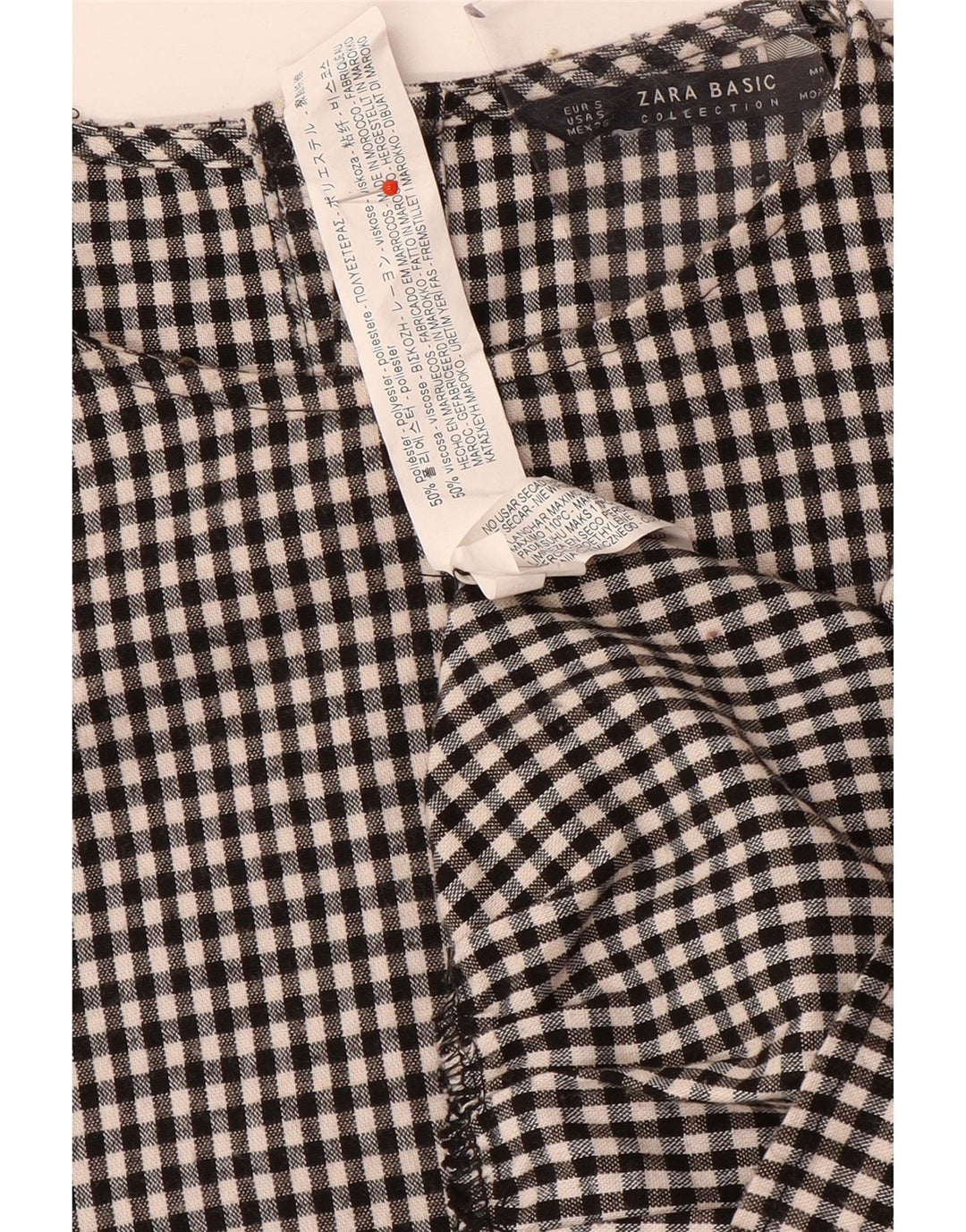 Zara Dame 3/4 ærmer Oversized Basic Dress UK 10 Small Black Gingham