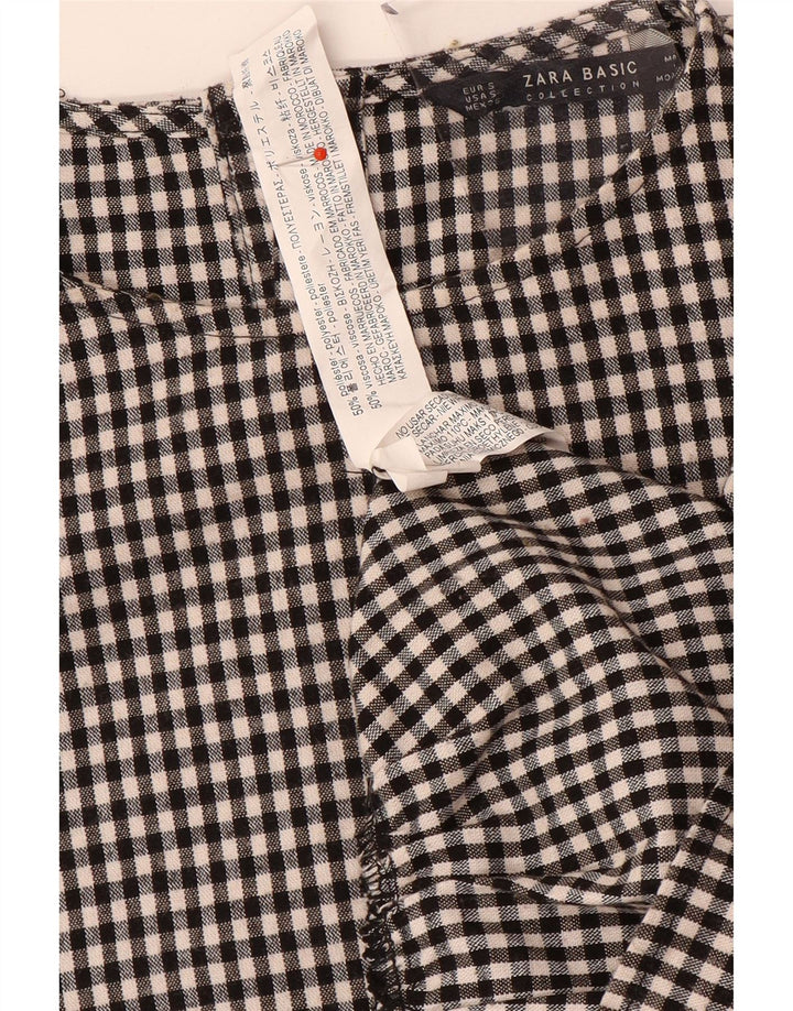 Zara Dame 3/4 ærmer Oversized Basic Dress UK 10 Small Black Gingham