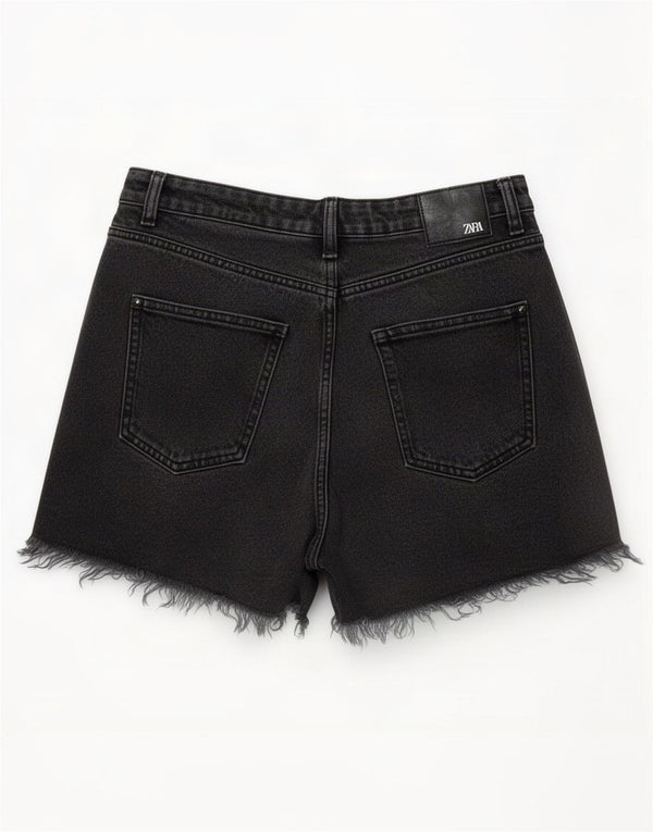 Zara denimshorts med høj talje til kvinder Medium W30 Grå