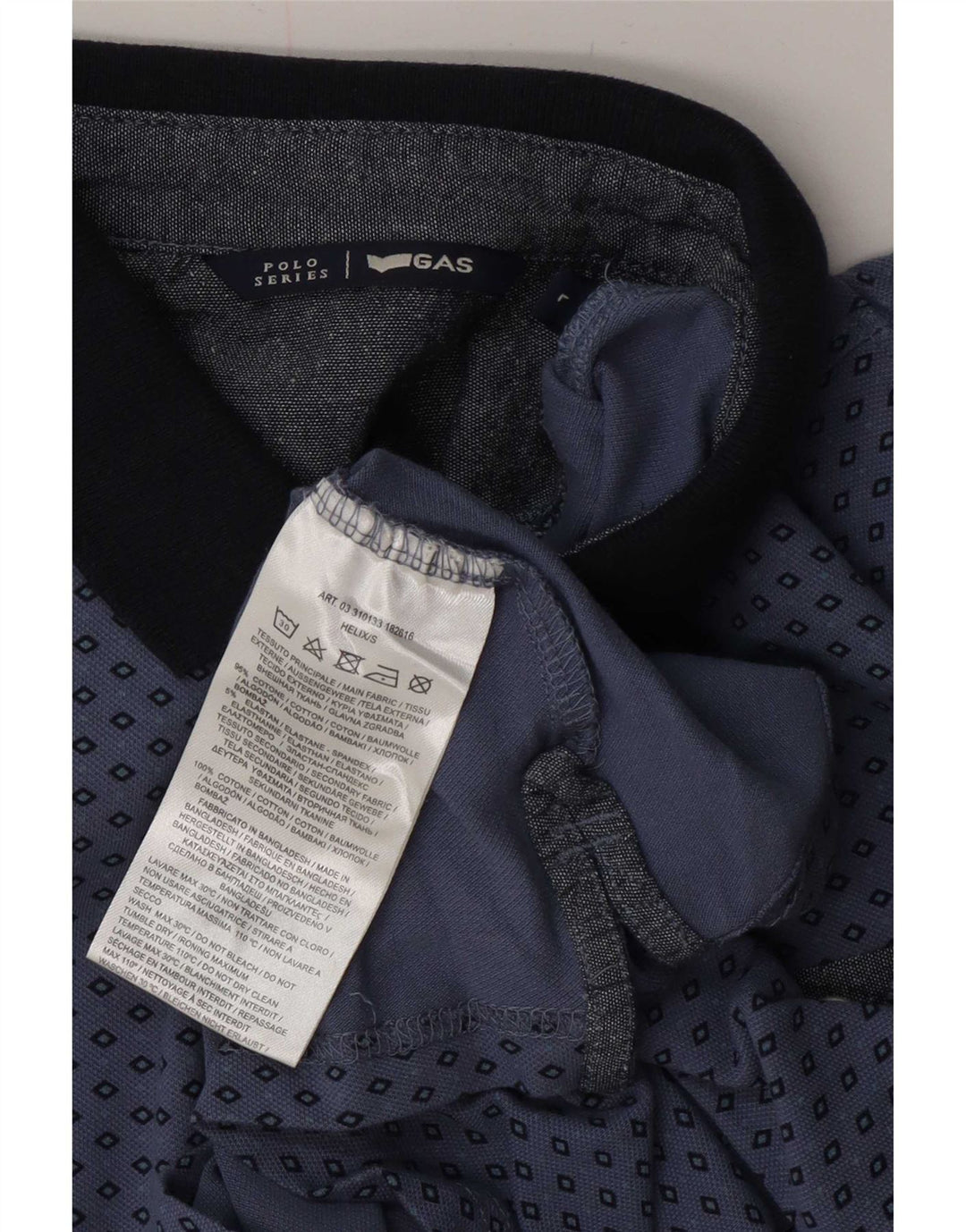 Gas Poloshirt til mænd Stor blå geometrisk bomuld