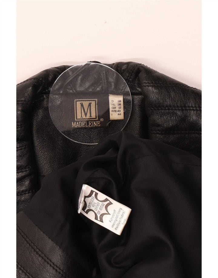 Madeleine Dame Dobbeltradet Læderjakke UK 12 Medium Sort