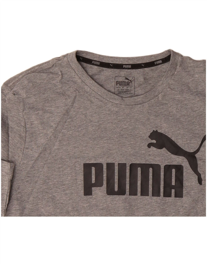 PUMA Grafisk T-shirt top til mænd, stor grå flækket
