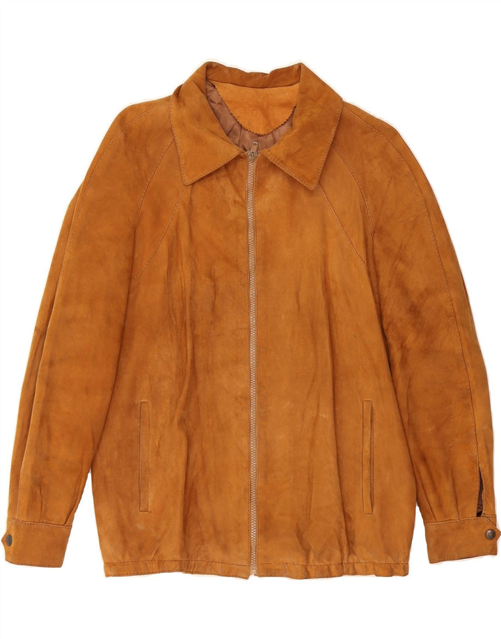 VINTAGE Mens Suede Jacket IT 48 Medium Brown Vintage Vintage and Second-Hand Vintage from Messina Hembry 