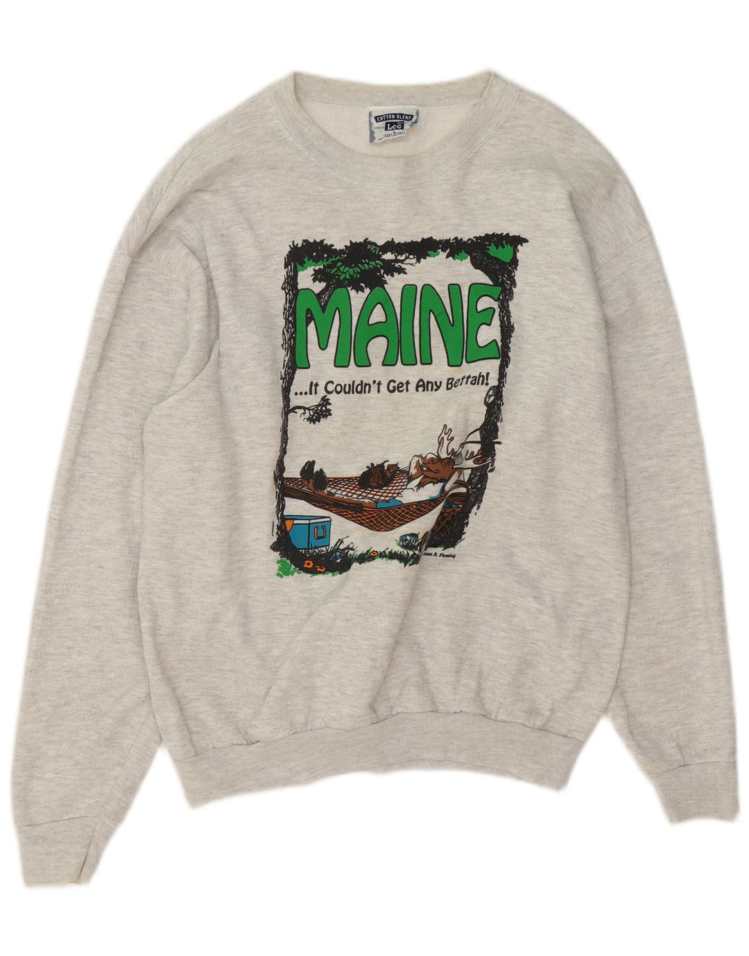 Lee Graphic Sweatshirt Jumper Large Grå Flecked Bomuld