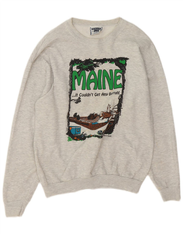 Lee Graphic Sweatshirt Jumper Large Grå Flecked Bomuld