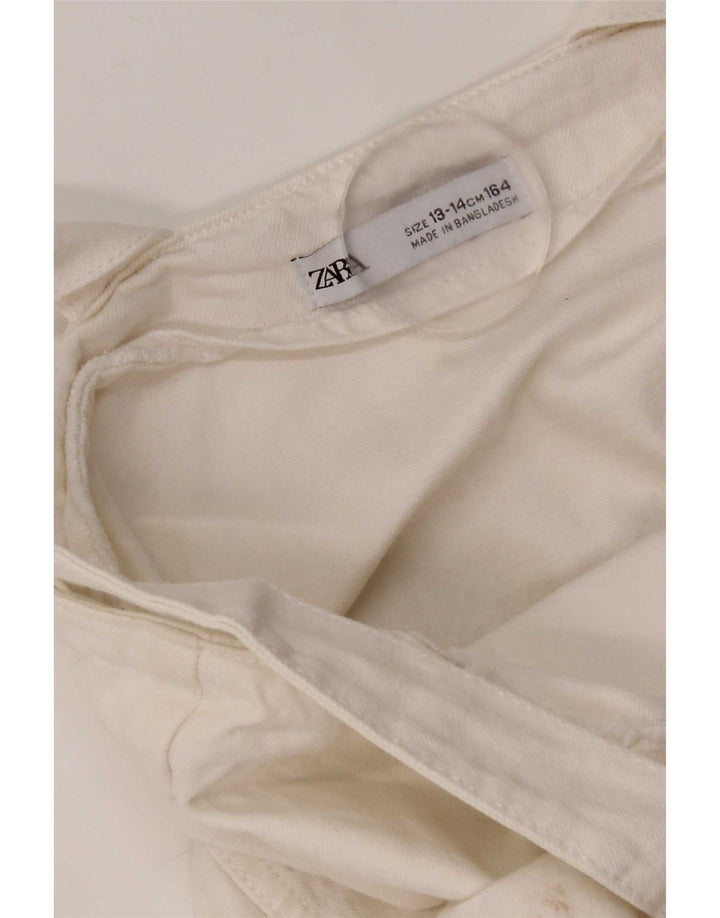 Zara Girls Denim Playsuit 13-14 År Hvid Bomuld