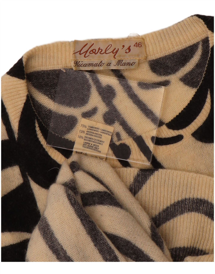 MARLY'S Dame Batwing Crew Neck Jumper Sweater EU 46 XL White Floral