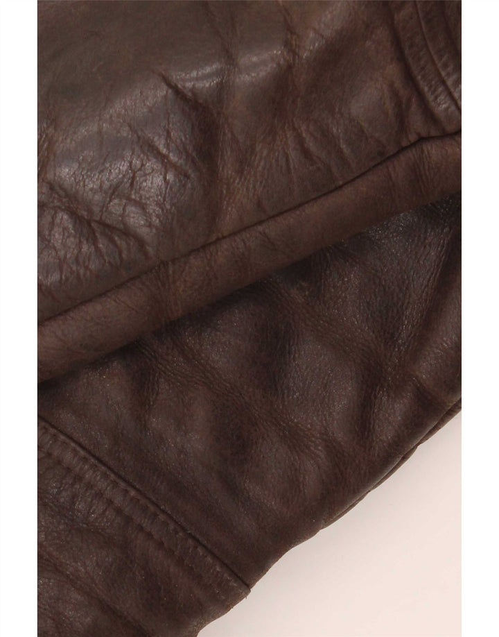 Vintage Herre Sherpa Læderjakke UK 40 Stor Brun