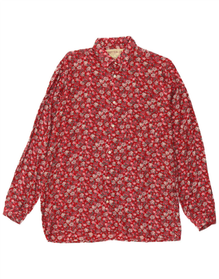 VINTAGE Herreskjorte Medium Rød Blomster