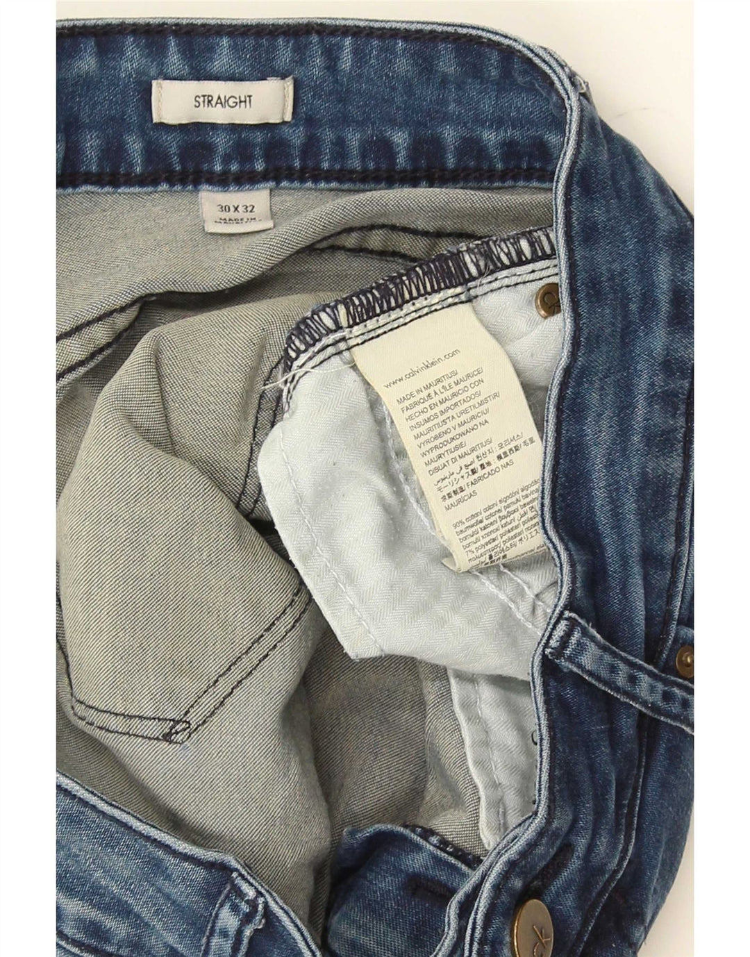 Calvin Klein Dame Straight Jeans W30 L32 Marineblå Bomuld