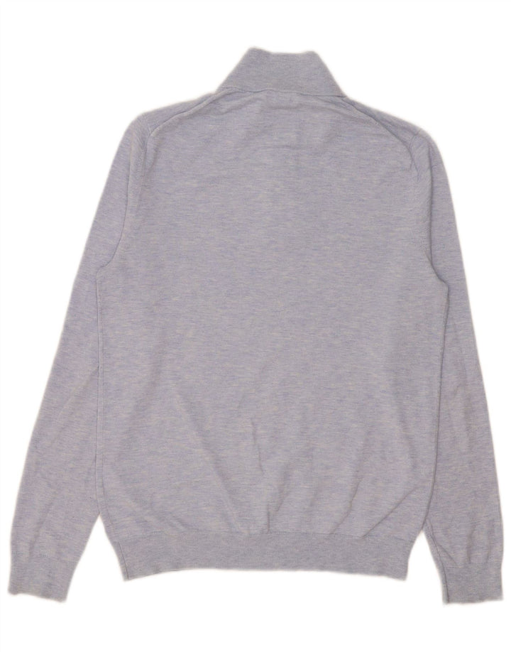 Reiss Herre Zip Neck Jumper Sweater Lille Blå Bomuld