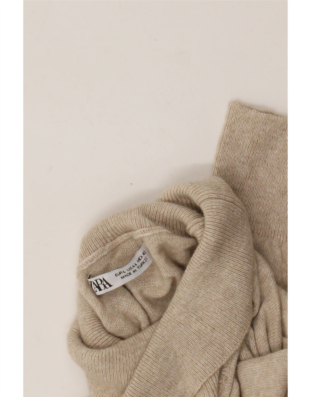Zara Herre Rullehalstrøje Sweater Stor Beige