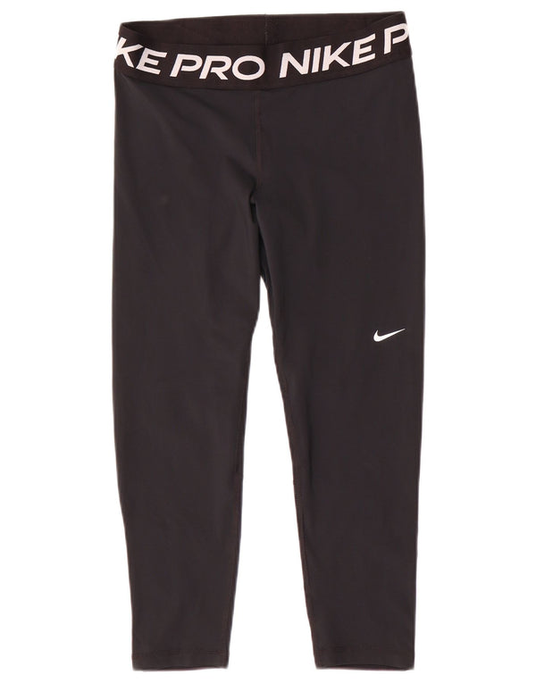 Nike Dame Dri Fit Grafiske Capri Leggings UK 14 Medium Sort Polyester